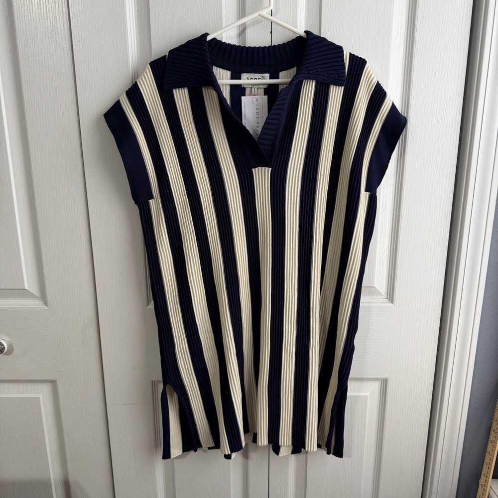 The Greii striped rib knit v neck dress size large‎